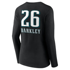 Saquon Barkley Philadelphia Eagles Women's Name & Number Team Wordmark Long Sleeve V-Neck T-Shirt - Black outlet