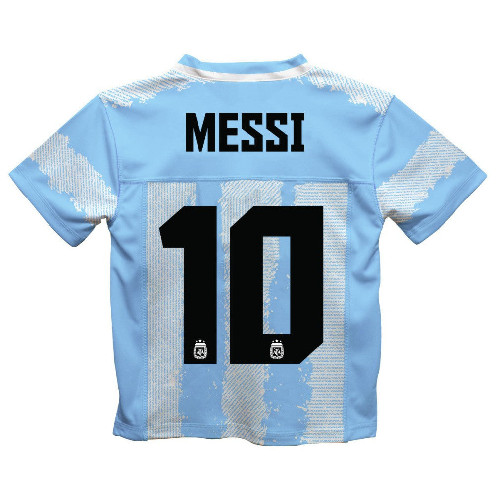 Lionel Messi Argentina National Team Vive La Fete Toddler Painted Stripes Football Jersey for sale - Light Blue