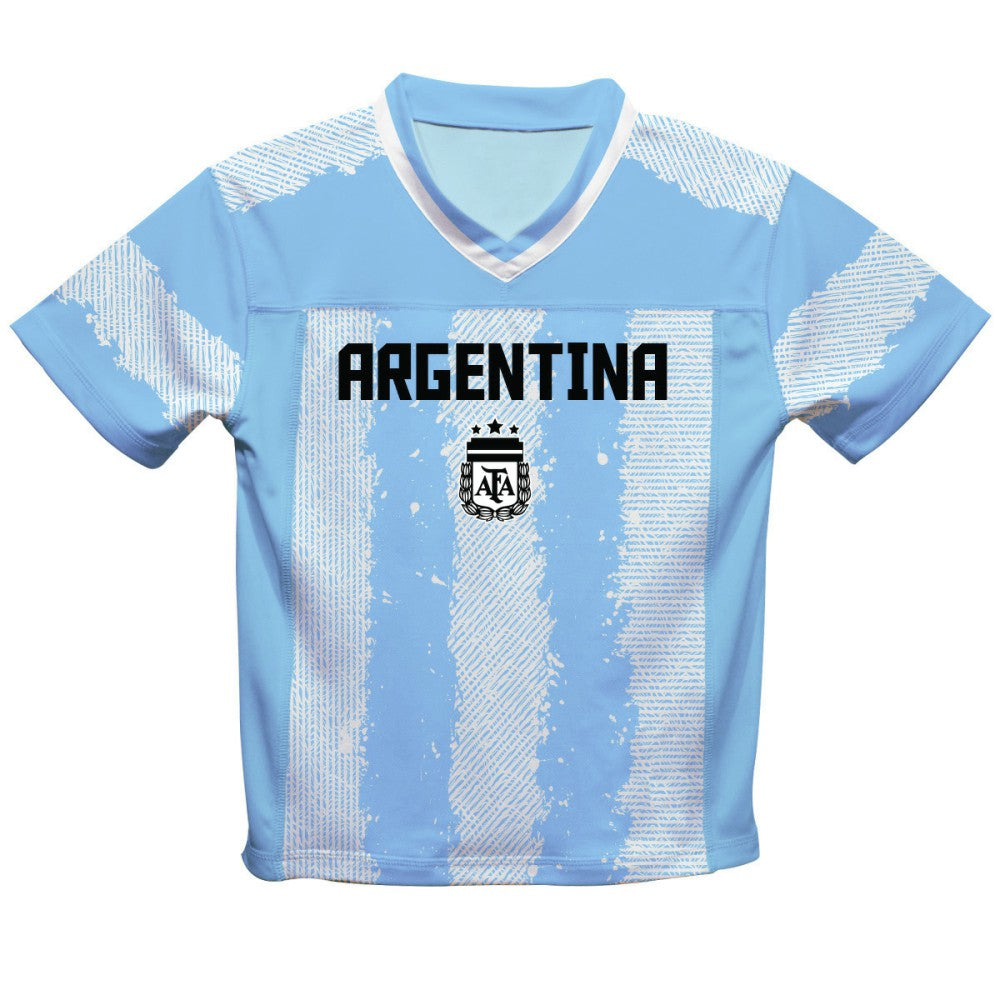 Lionel Messi Argentina National Team Vive La Fete Youth Painted Stripes Football Jersey - Light Blue sale