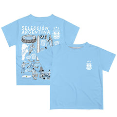 Argentina National Team Vive La Fete Youth Impressions Artwork T-Shirt - Light Blue on sale