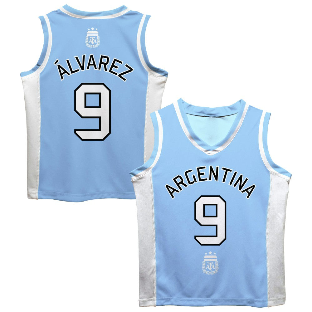 Julián Álvarez Argentina National Team Vive La Fete Mesh Basketball Jersey - Light Blue on sale