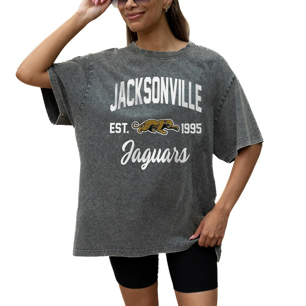 Jacksonville Jaguars Gameday Couture Women's Throwback Oversized Snow Wash T-Shirt - Grey online