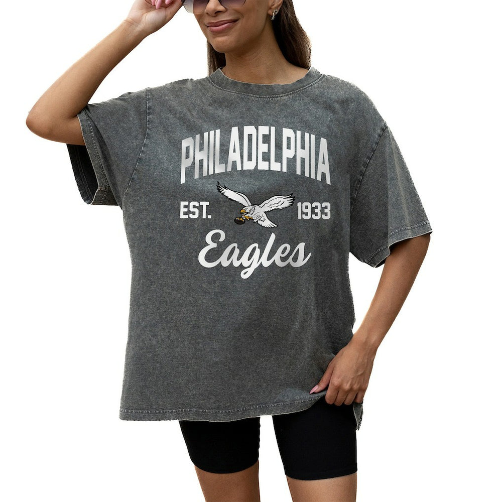Philadelphia Eagles Gameday Couture Women's Throwback Oversized Snow Wash T-Shirt - Grey sale