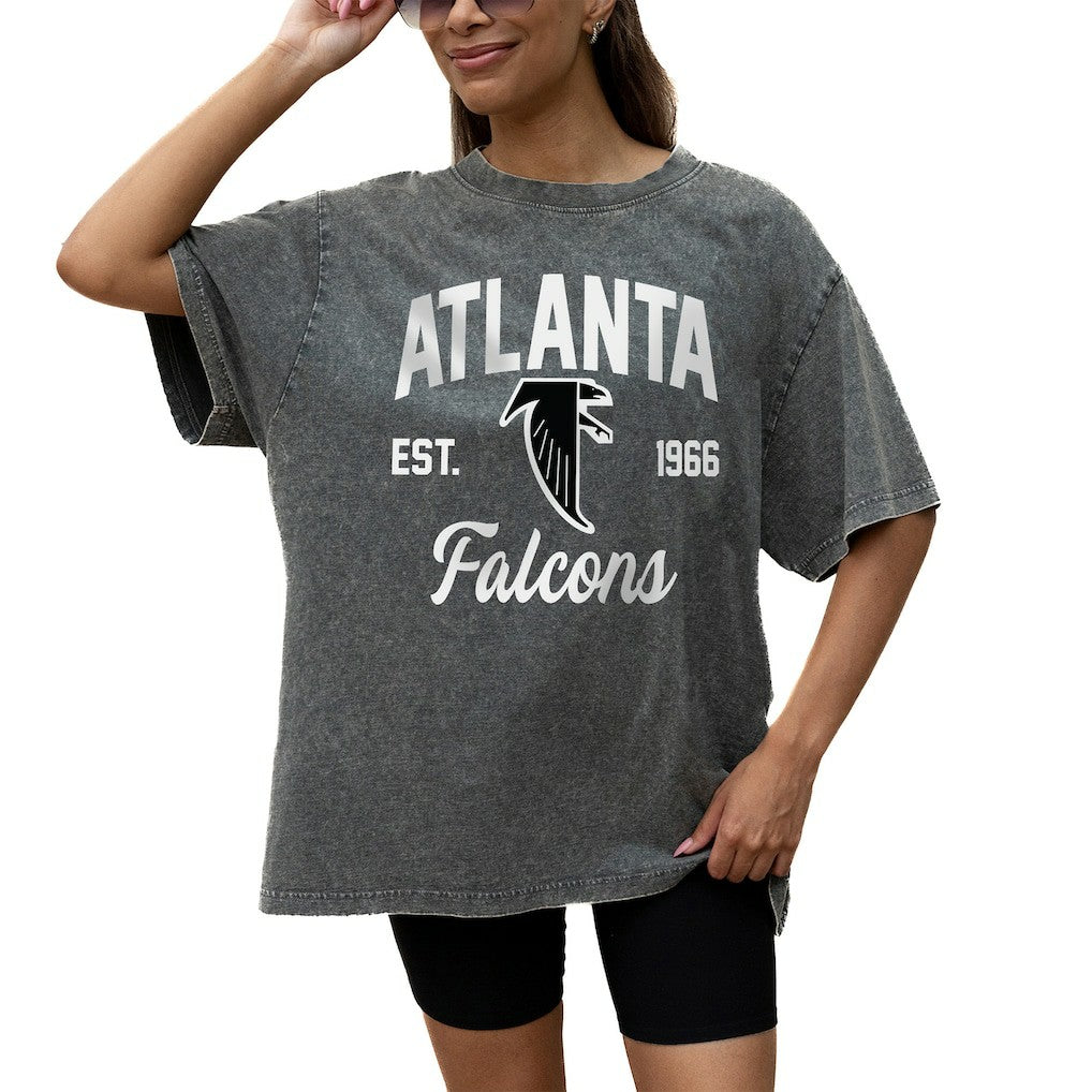 Atlanta Falcons Gameday Couture Women's Throwback Oversized Snow Wash T-Shirt - Grey outlet