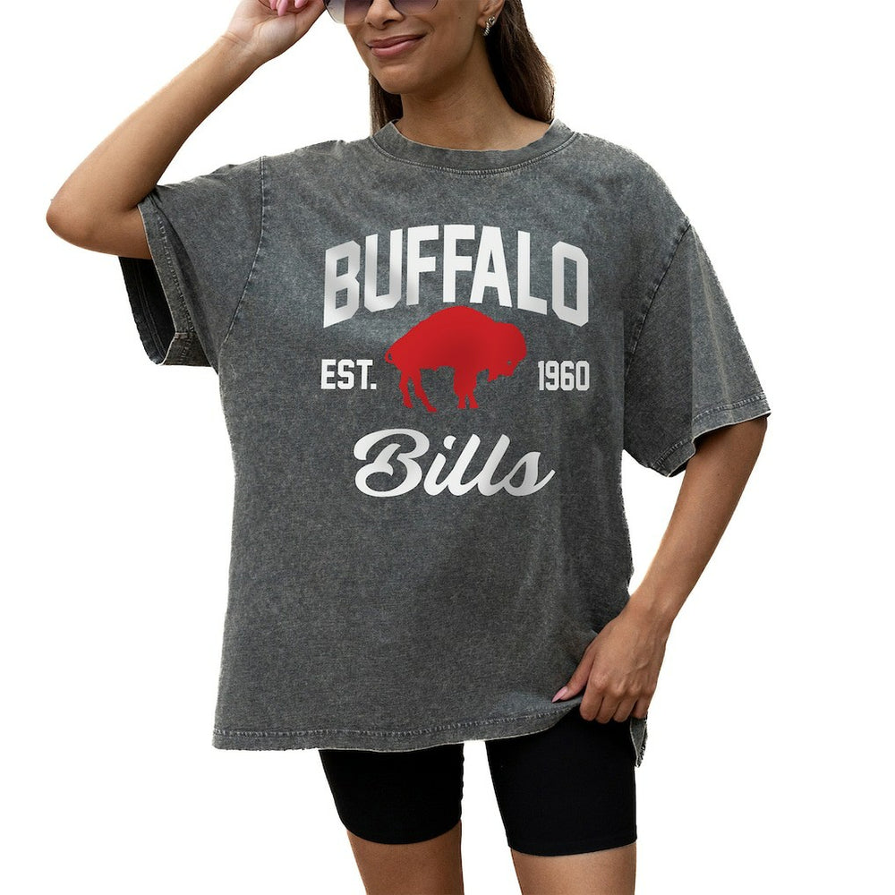 Buffalo Bills Gameday Couture Women's Throwback Oversized Snow Wash T-Shirt - Grey cheap