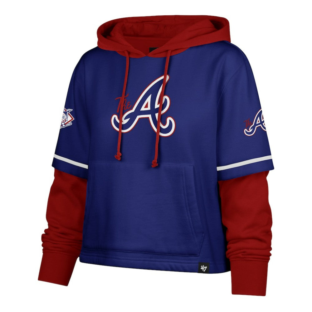Atlanta Braves Women's City Connect Shortstop Cropped Pullover Hoodie Royal