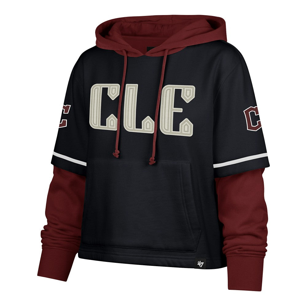 Cleveland Guardians Women's City Connect Shortstop Cropped Pullover Hoodie Navy
