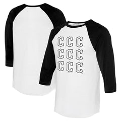 Cleveland Guardians Tiny Turnip Women's Logo Grid 3/4 Sleeve Raglan T-Shirt White/Black