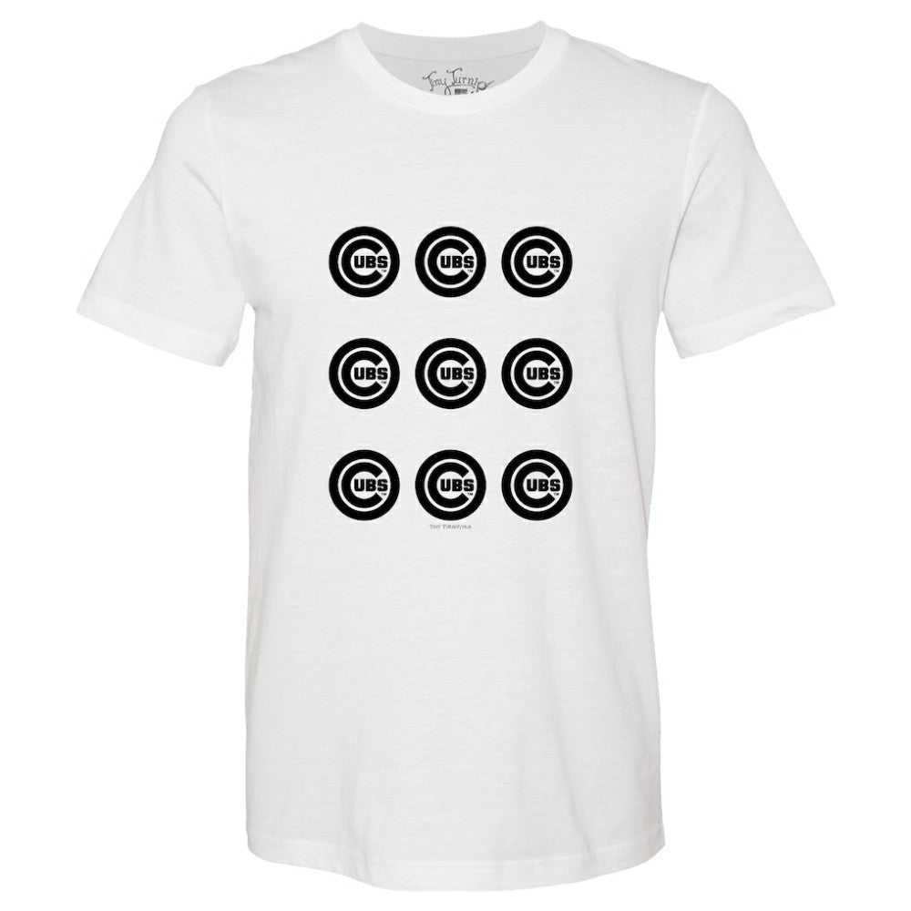 Chicago Cubs Tiny Turnip Women's Logo Grid T-Shirt White