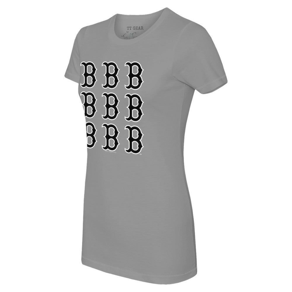 Boston Red Sox Tiny Turnip Women's Logo Grid  T-Shirt Gray