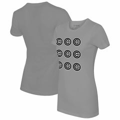 Chicago Cubs Tiny Turnip Women's Logo Grid  T-Shirt Gray