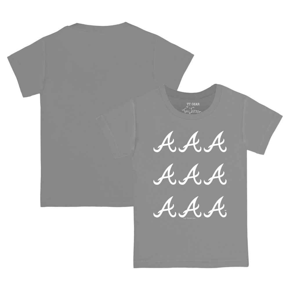 Atlanta Braves Tiny Turnip Youth Logo Grid  T-Shirt Gray