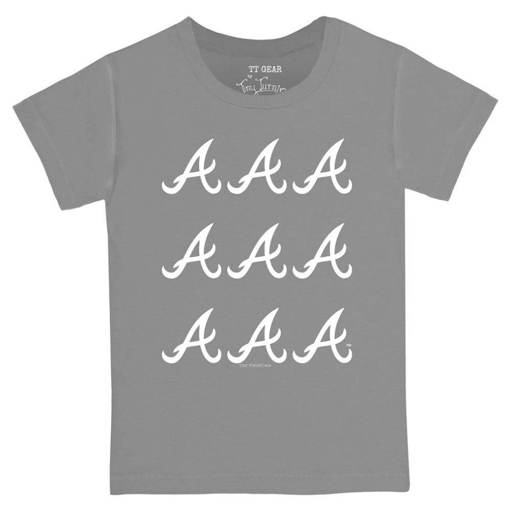 Atlanta Braves Tiny Turnip Youth Logo Grid  T-Shirt Gray