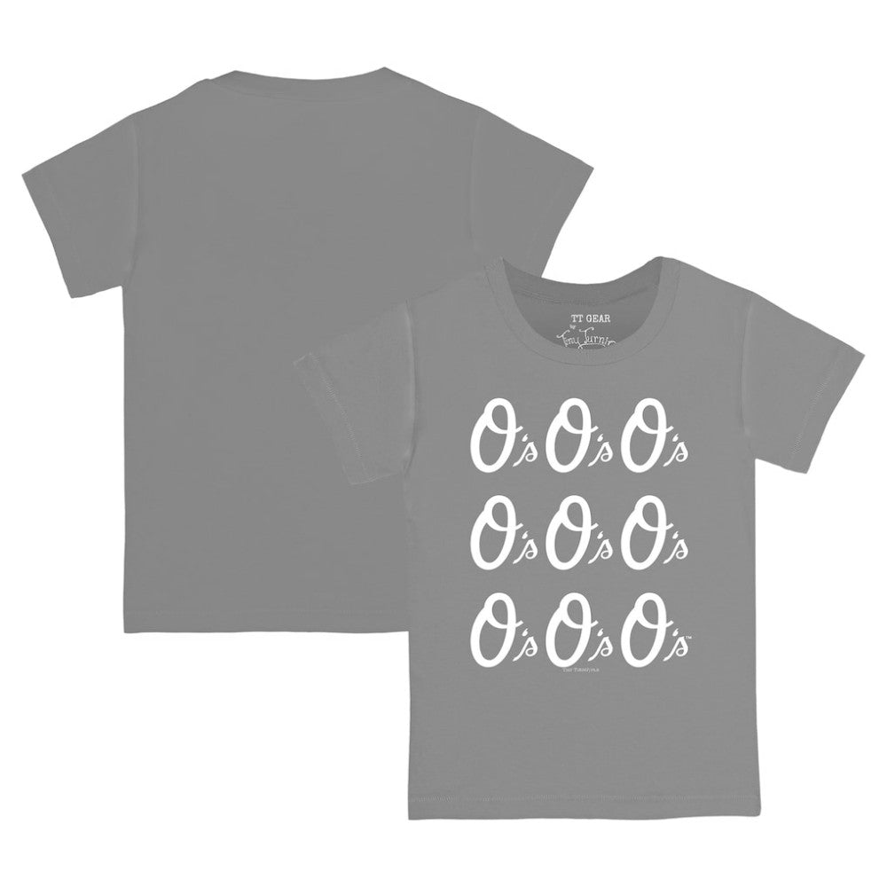 Baltimore Orioles Tiny Turnip Youth Logo Grid  T-Shirt Gray
