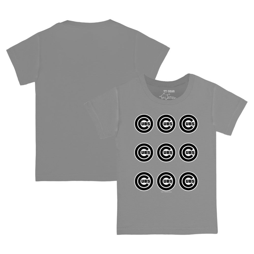 Chicago Cubs Tiny Turnip Youth Logo Grid  T-Shirt Gray