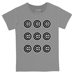 Chicago Cubs Tiny Turnip Youth Logo Grid  T-Shirt Gray