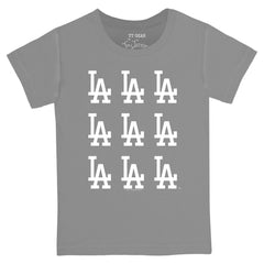 Los Angeles Dodgers Tiny Turnip Youth Logo Grid  T-Shirt Gray