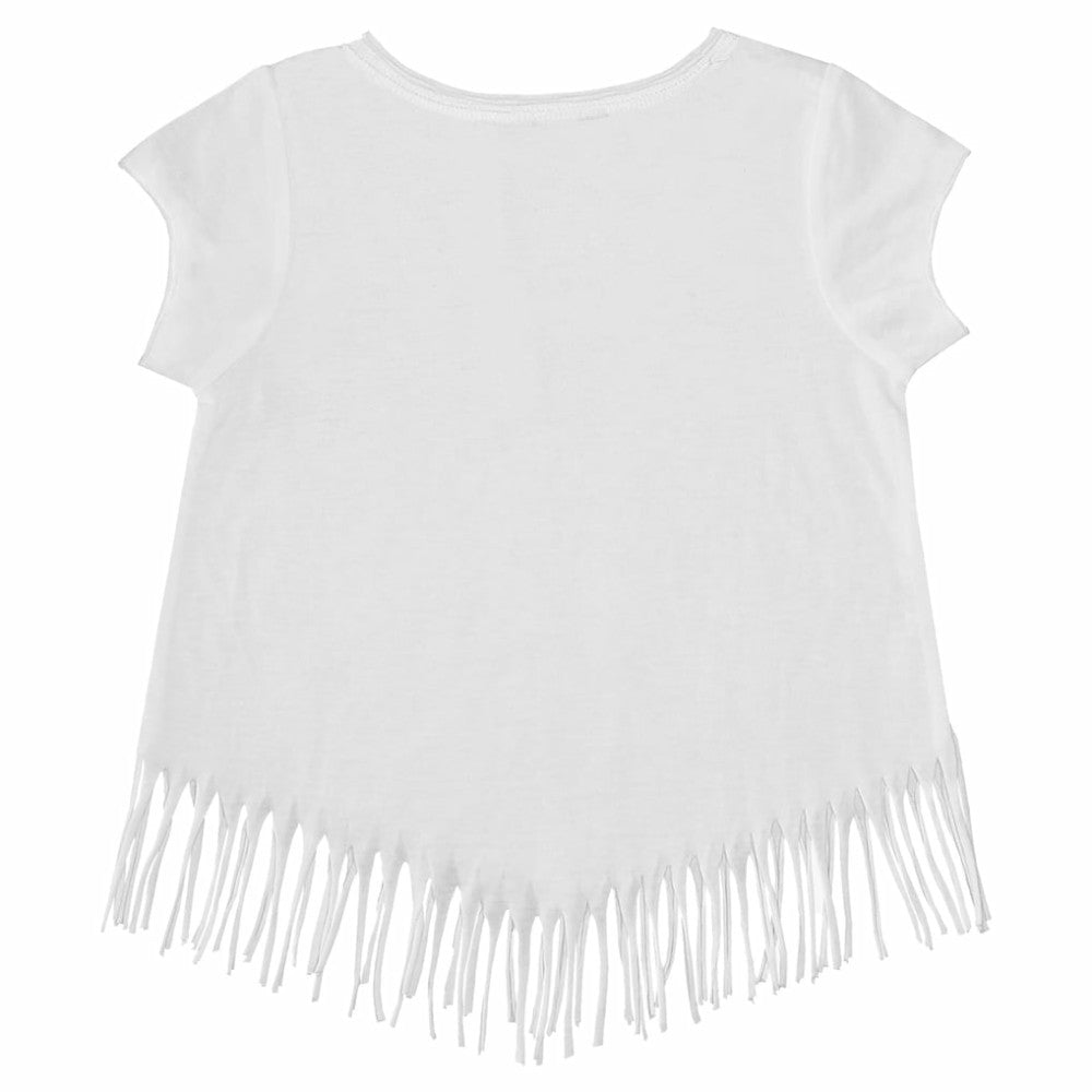 Cleveland Guardians Tiny Turnip Girls Youth Logo Grid Fringe T-Shirt White