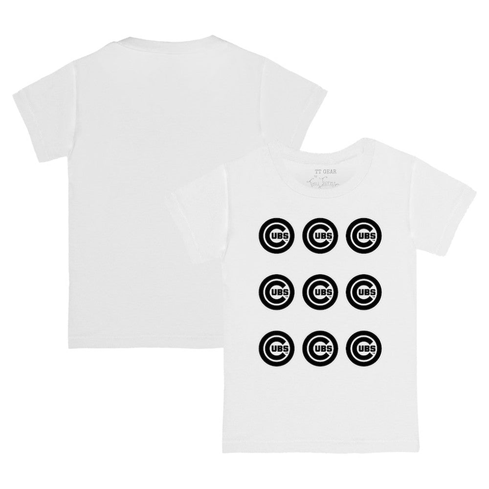Chicago Cubs Tiny Turnip Youth Logo Grid T-Shirt White