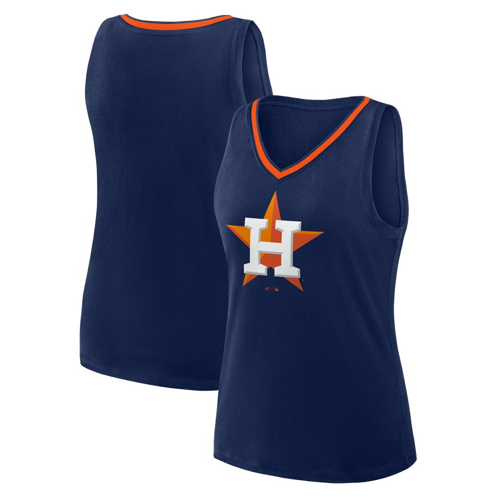 Houston Astros Women's Plus Sized Stellar Win V-Neck Tank Top Navy