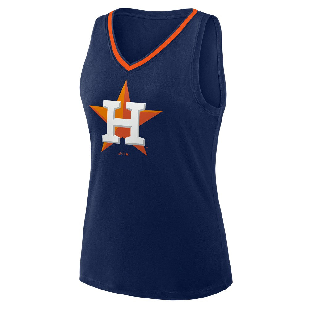Houston Astros Women's Plus Sized Stellar Win V-Neck Tank Top Navy
