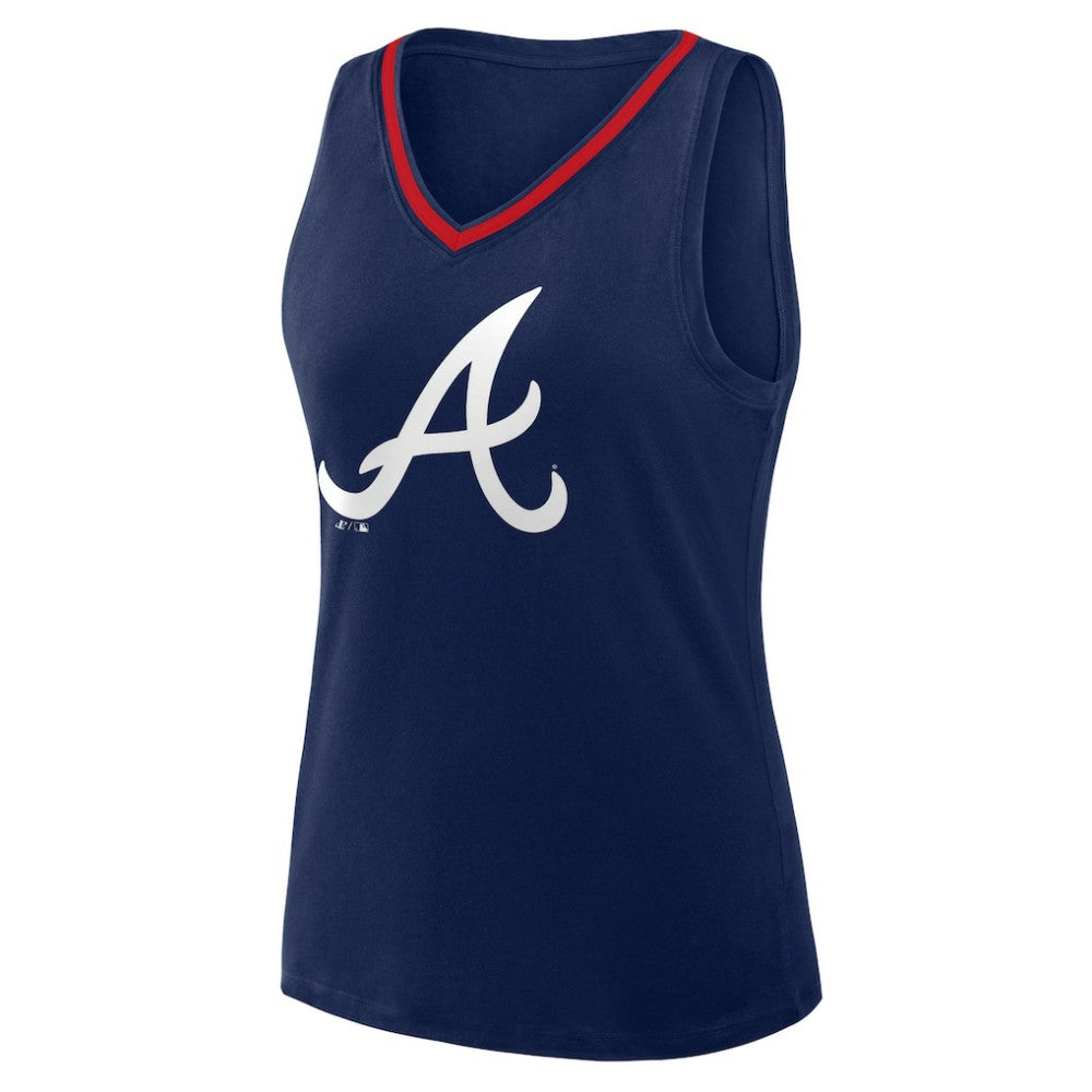 Atlanta Braves Women's Plus Sized Stellar Win V-Neck Tank Top Navy