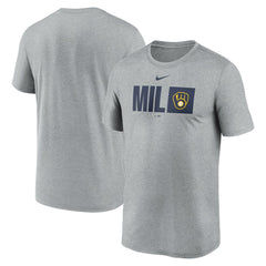 Milwaukee Brewers Tricode Legend Performance T-Shirt Heather Gray