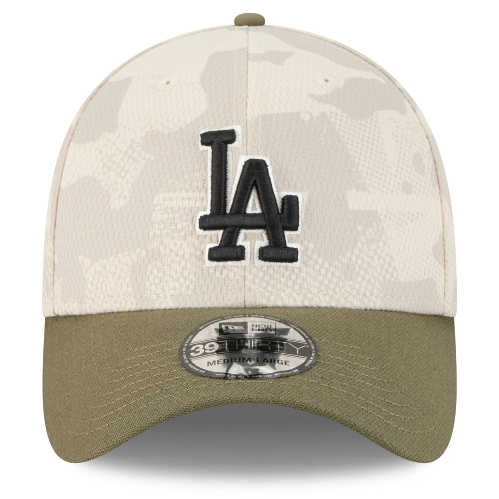 Los Angeles Dodgers 2025 Armed Forces Day 39THIRTY Flex Hat Light Beige/Olive