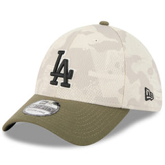 Los Angeles Dodgers 2025 Armed Forces Day 39THIRTY Flex Hat Light Beige/Olive