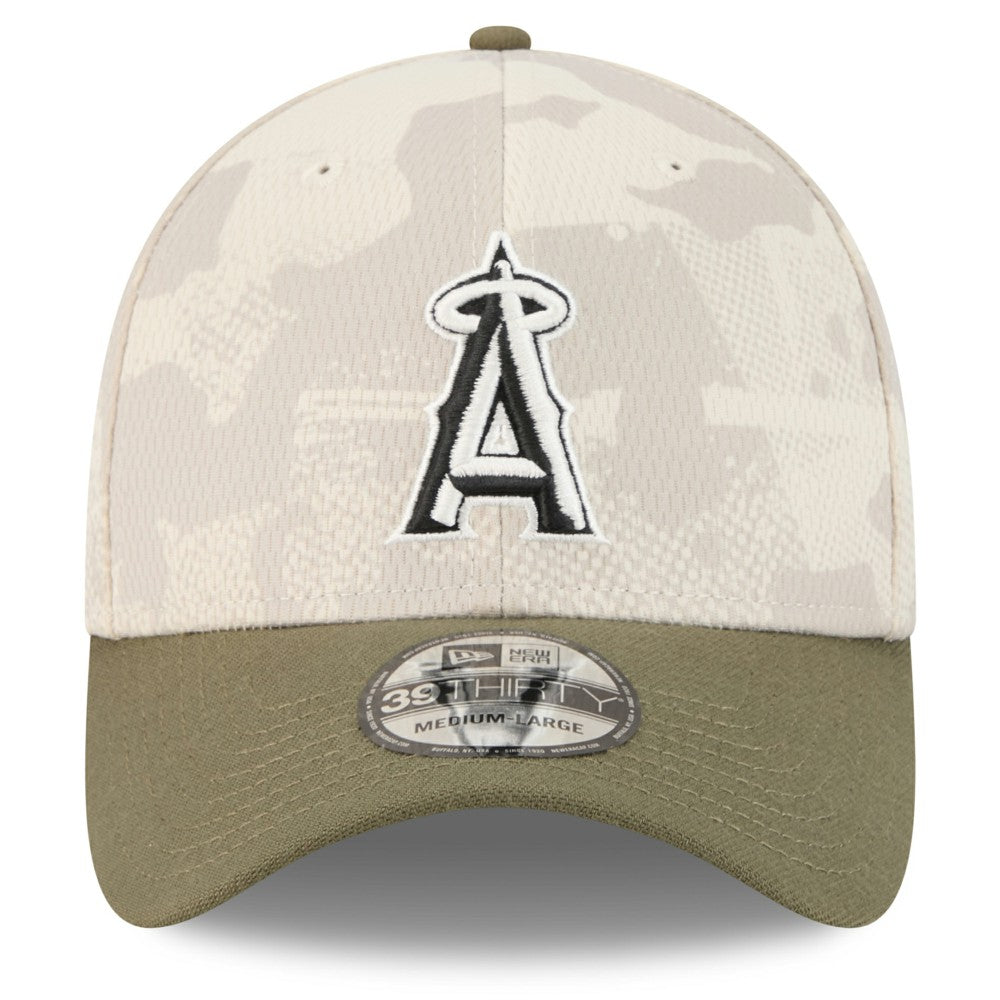 Los Angeles Angels 2025 Armed Forces Day 39THIRTY Flex Hat Light Beige/Olive
