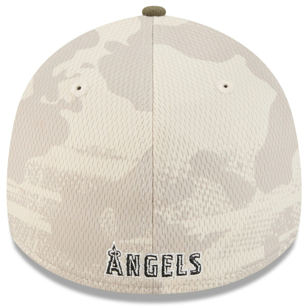 Los Angeles Angels 2025 Armed Forces Day 39THIRTY Flex Hat Light Beige/Olive