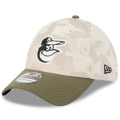 Baltimore Orioles 2025 Armed Forces Day 39THIRTY Flex Hat Light Beige/Olive