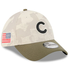 Chicago Cubs 2025 Armed Forces Day 39THIRTY Flex Hat Light Beige/Olive