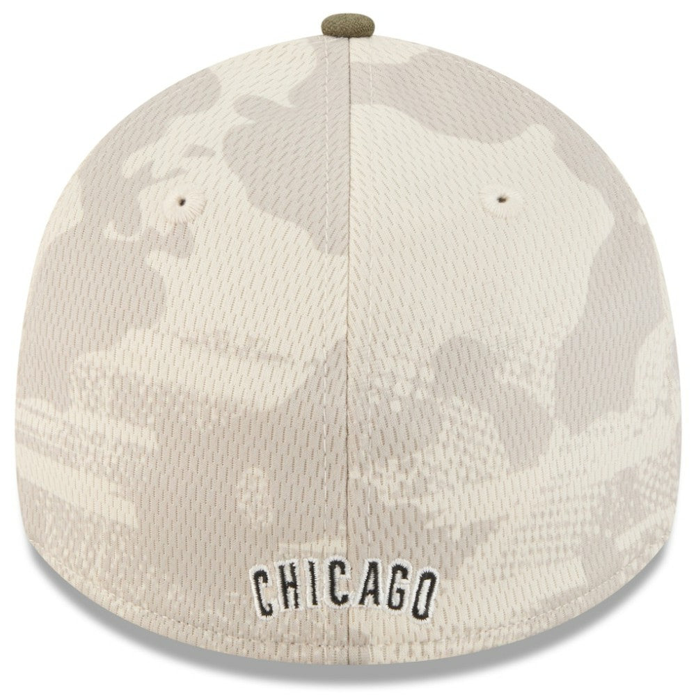 Chicago Cubs 2025 Armed Forces Day 39THIRTY Flex Hat Light Beige/Olive