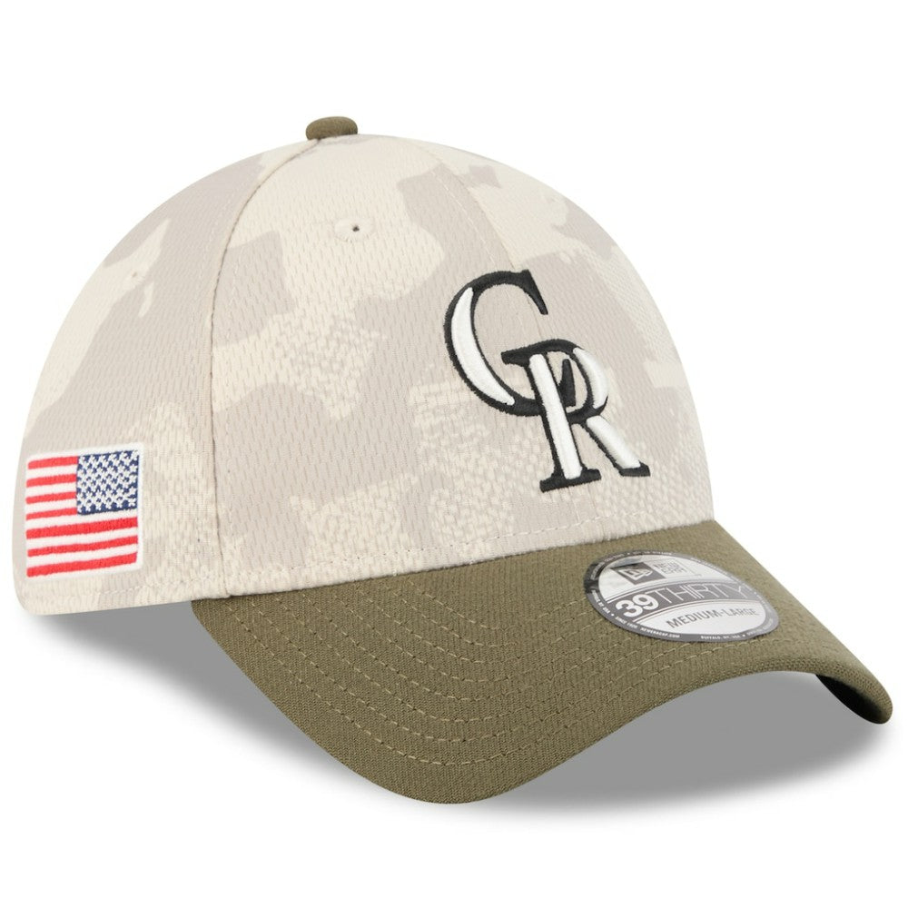 Colorado Rockies 2025 Armed Forces Day 39THIRTY Flex Hat Light Beige/Olive