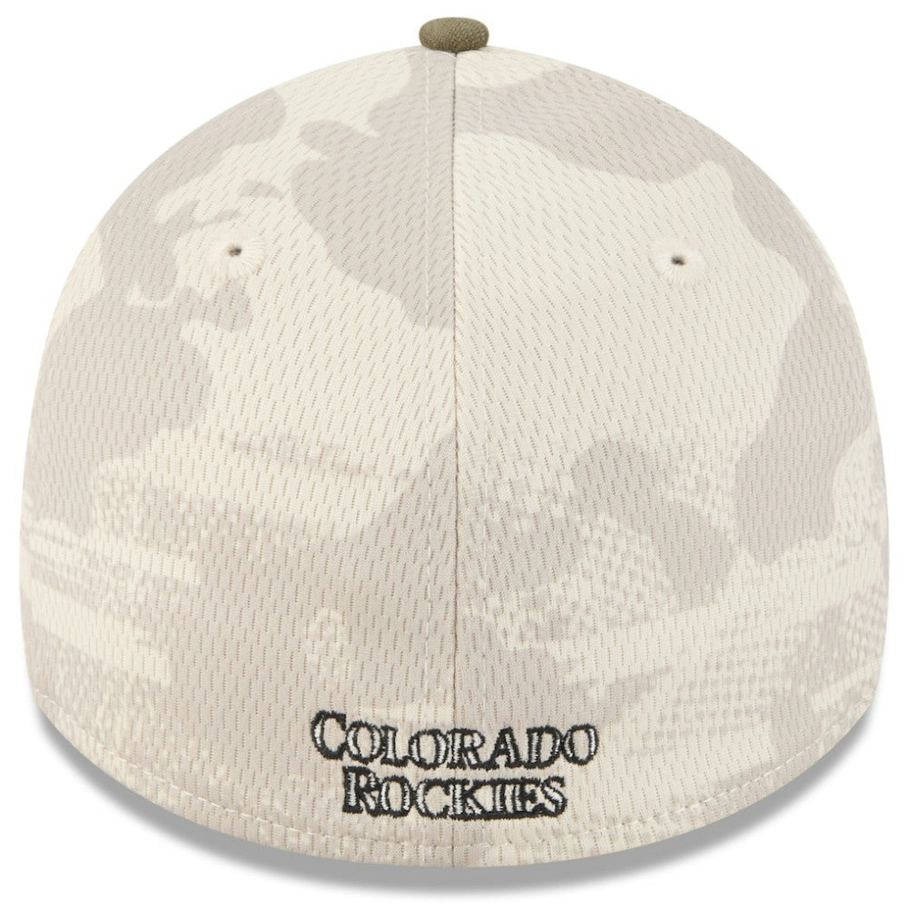 Colorado Rockies 2025 Armed Forces Day 39THIRTY Flex Hat Light Beige/Olive