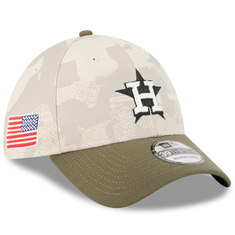 Houston Astros 2025 Armed Forces Day 39THIRTY Flex Hat Light Beige/Olive