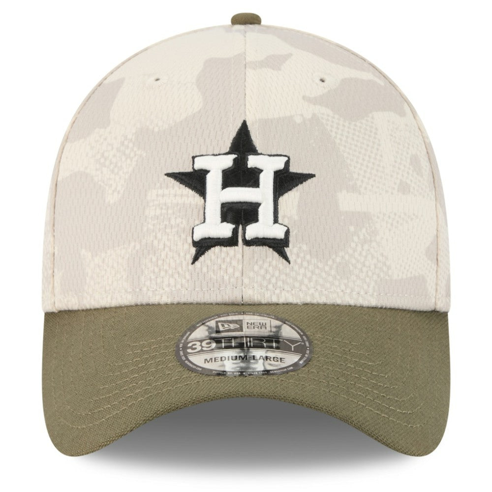 Houston Astros 2025 Armed Forces Day 39THIRTY Flex Hat Light Beige/Olive