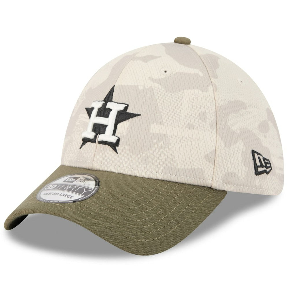 Houston Astros 2025 Armed Forces Day 39THIRTY Flex Hat Light Beige/Olive