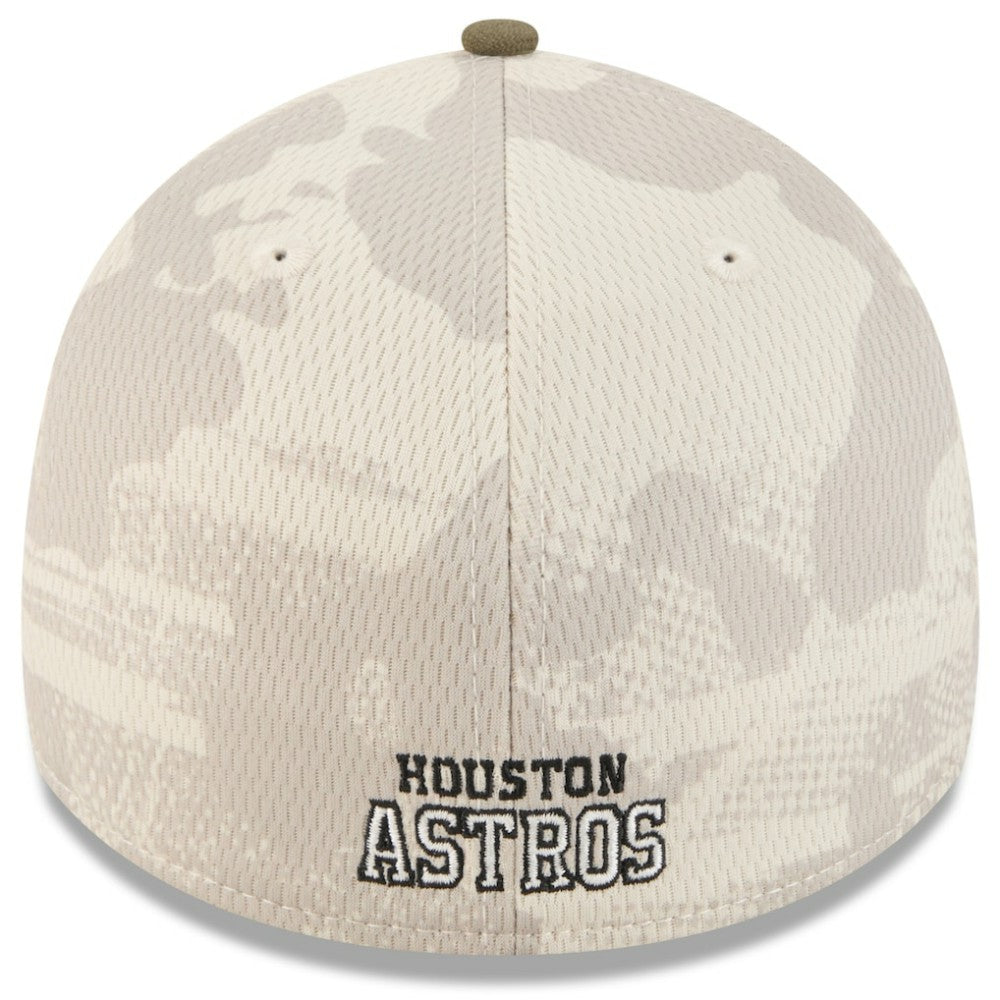 Houston Astros 2025 Armed Forces Day 39THIRTY Flex Hat Light Beige/Olive