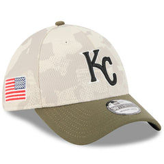 Kansas City Royals 2025 Armed Forces Day 39THIRTY Flex Hat Light Beige/Olive