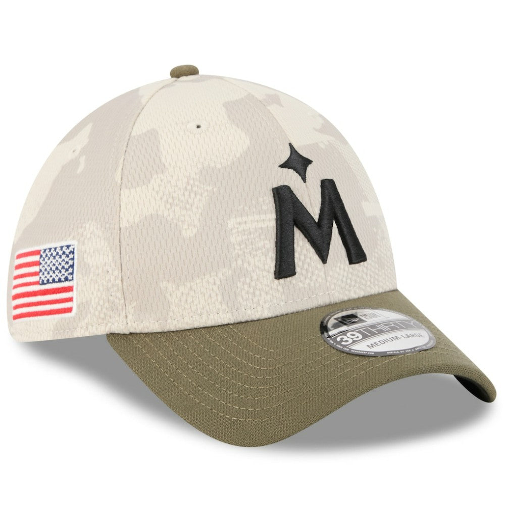 Minnesota Twins 2025 Armed Forces Day 39THIRTY Flex Hat Light Beige/Olive