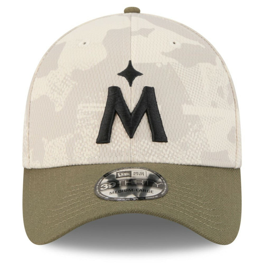 Minnesota Twins 2025 Armed Forces Day 39THIRTY Flex Hat Light Beige/Olive