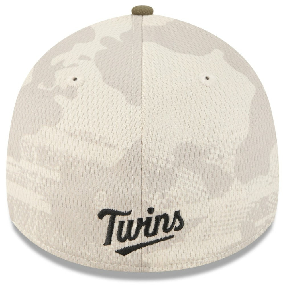 Minnesota Twins 2025 Armed Forces Day 39THIRTY Flex Hat Light Beige/Olive