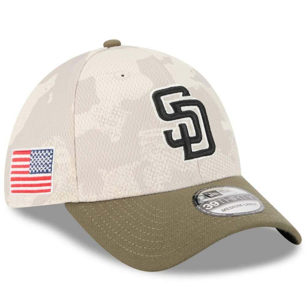 San Diego Padres 2025 Armed Forces Day 39THIRTY Flex Hat Light Beige/Olive
