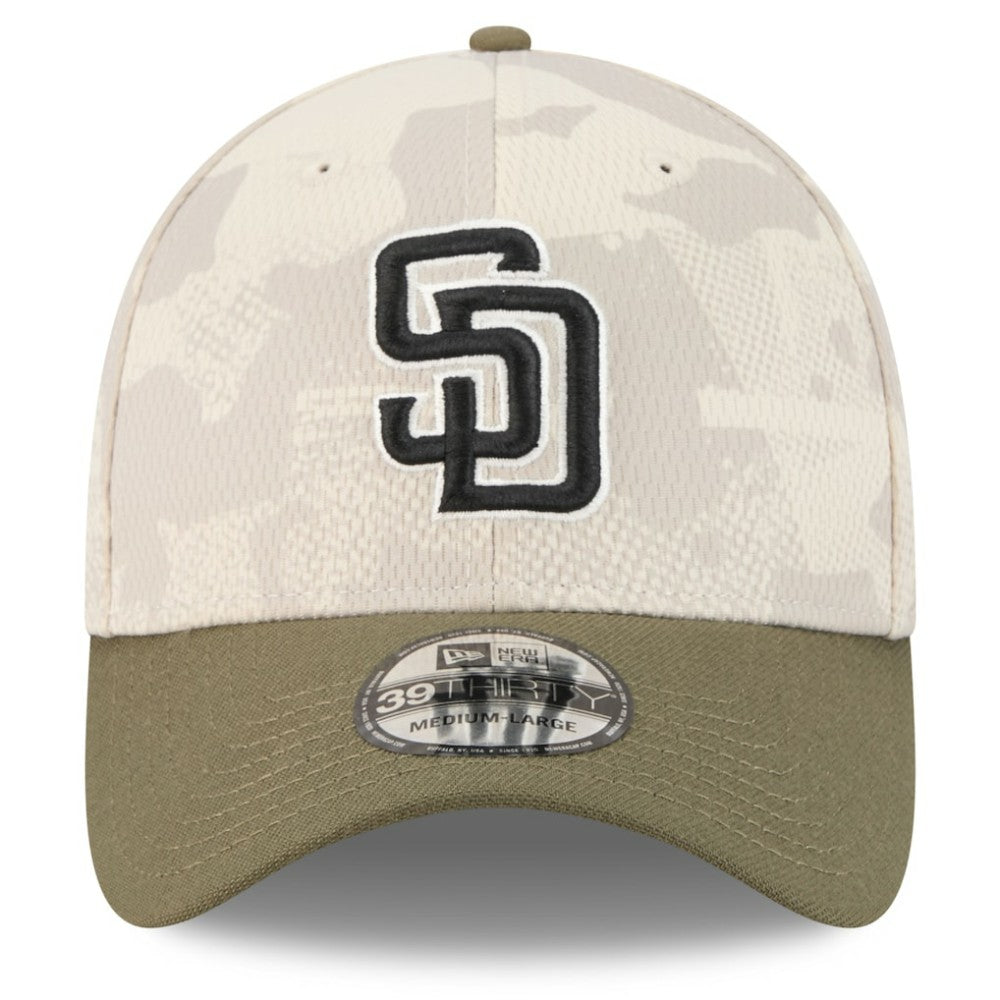 San Diego Padres 2025 Armed Forces Day 39THIRTY Flex Hat Light Beige/Olive