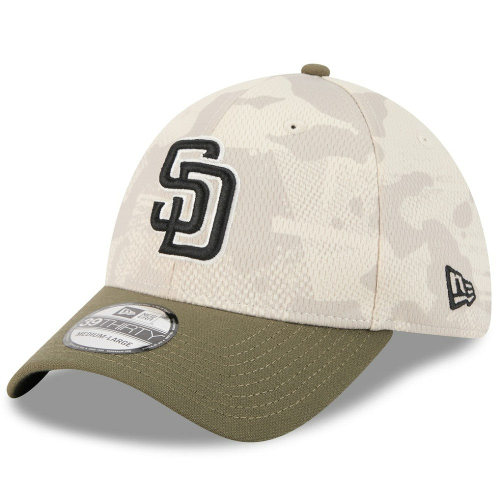 San Diego Padres 2025 Armed Forces Day 39THIRTY Flex Hat Light Beige/Olive