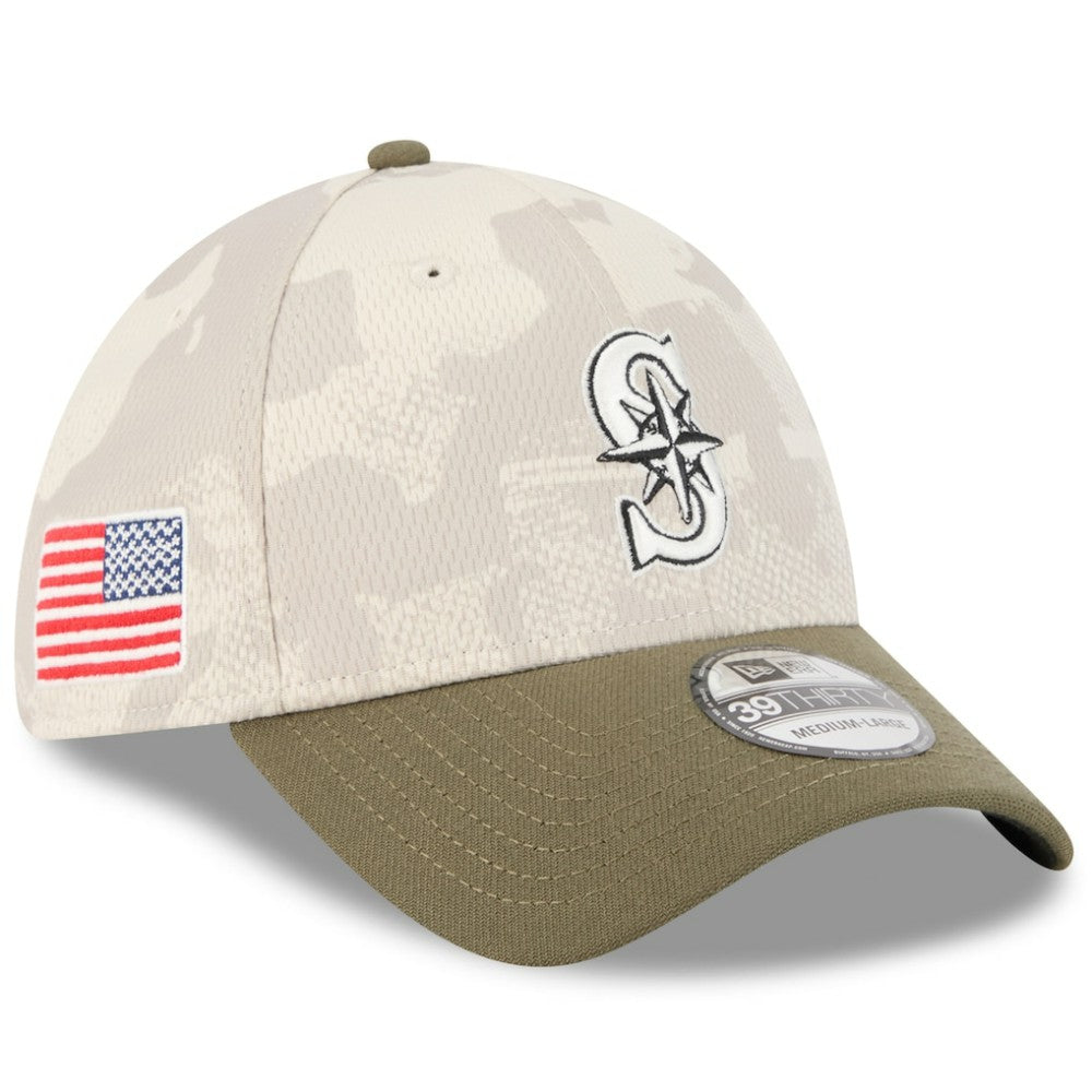 Seattle Mariners 2025 Armed Forces Day 39THIRTY Flex Hat Light Beige/Olive
