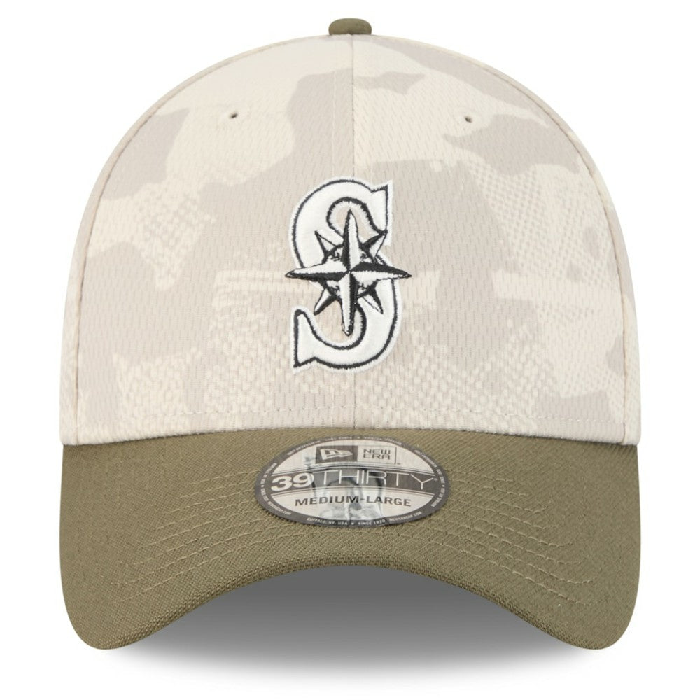 Seattle Mariners 2025 Armed Forces Day 39THIRTY Flex Hat Light Beige/Olive