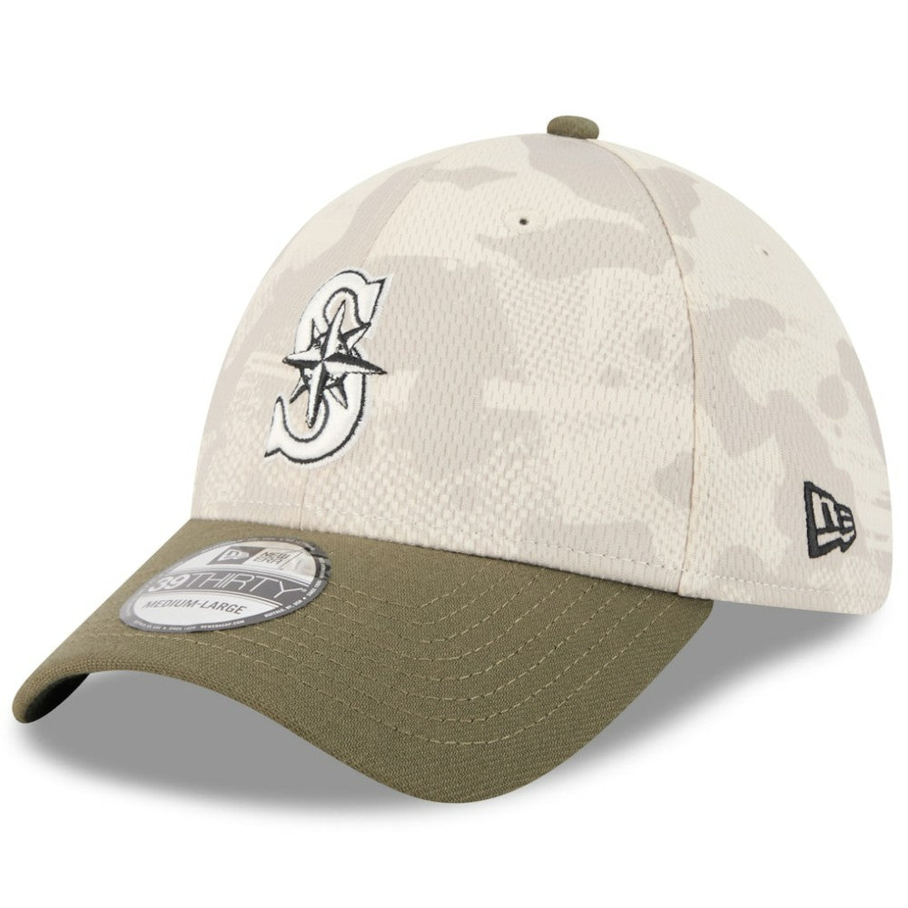 Seattle Mariners 2025 Armed Forces Day 39THIRTY Flex Hat Light Beige/Olive
